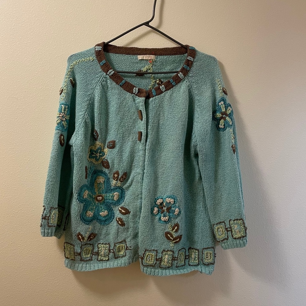 Carson vintage knit macrame style sweater M